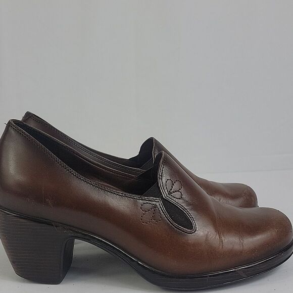 Dansko Beth Nappa Brown Leather Heeled Loafers - Picture 5 of 11